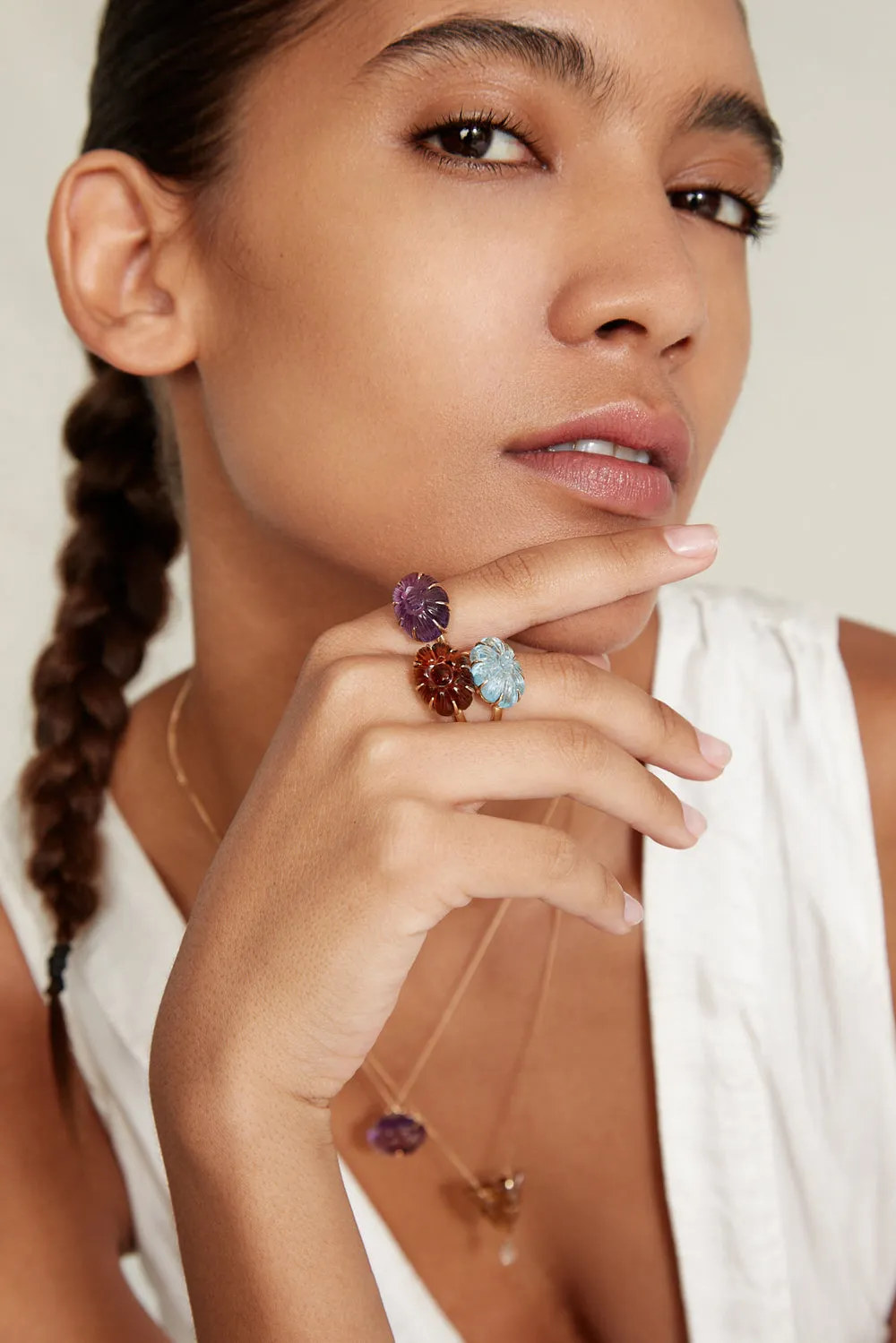 14k Dahlia Ring Cognac
