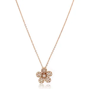 14K Rose Gold Diamond Pave Flower Pendant