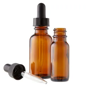 Amber glass dropper bottles