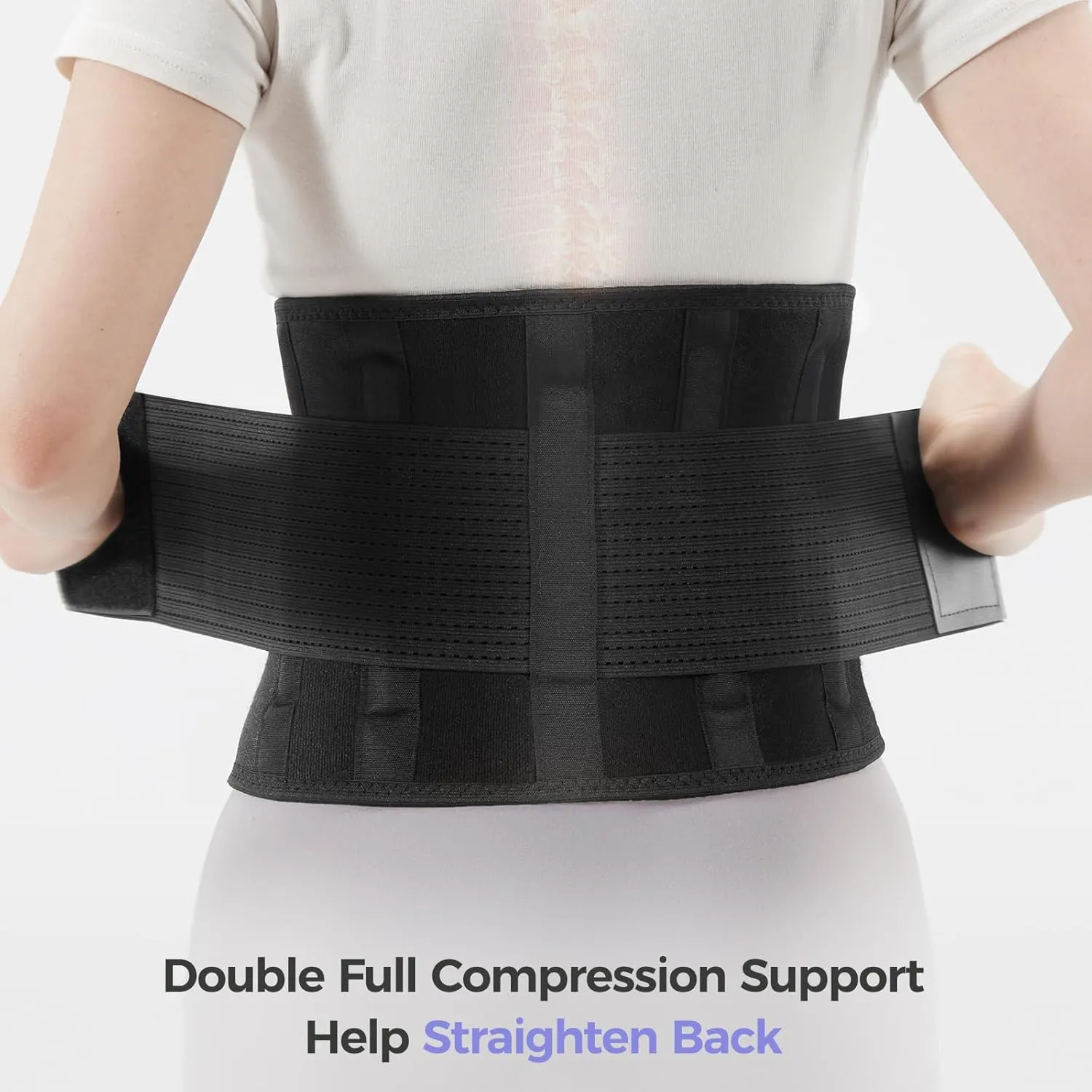 Back Brace for Lower Back Pain Relief, Breathable Lumbar Support Belt for Women & Men, Waist Support Belt with 6 Stays for Work Fitness