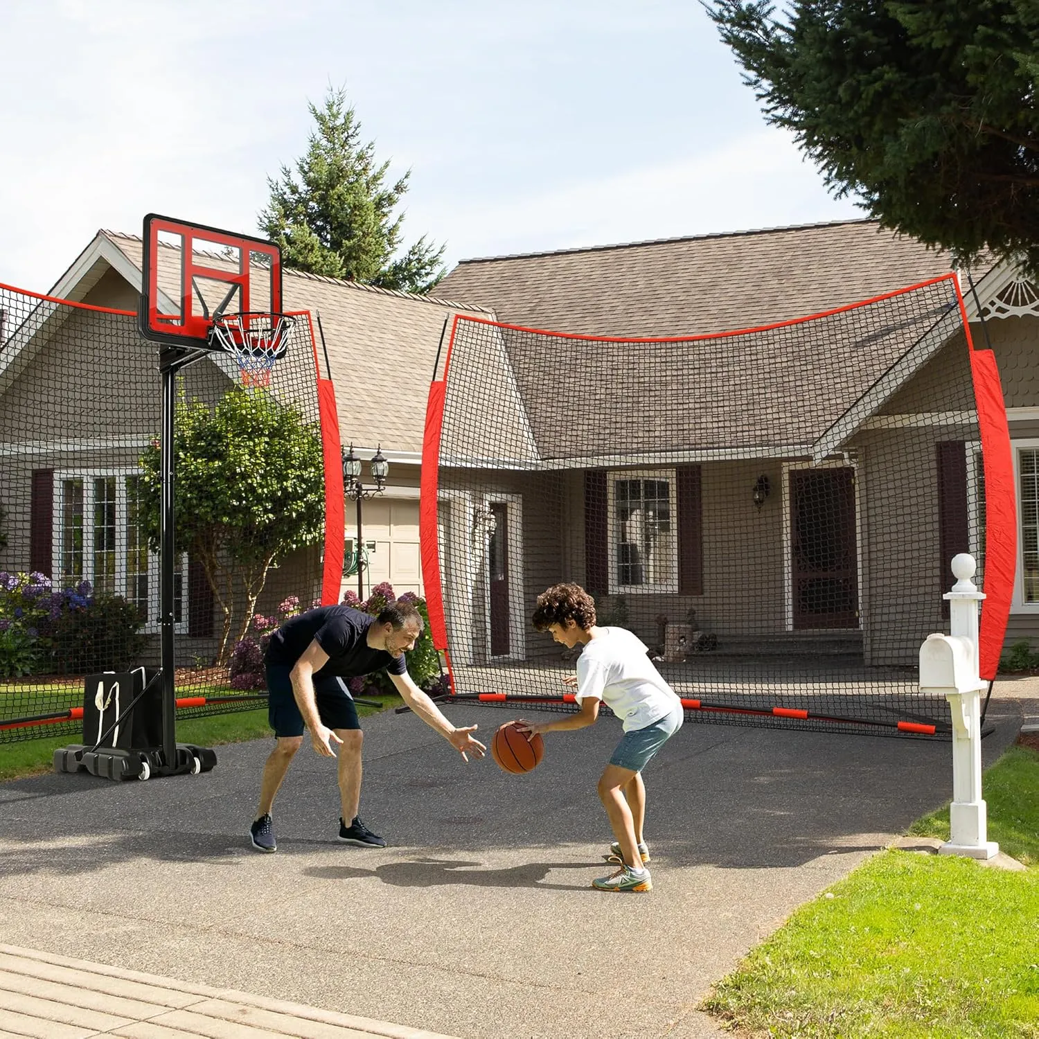 Barricade Backstop Net, 12x9ft/20x10ft Ball Sports Barrier Netting, Protection Screen for Baseball Softball Lacrosse Basketball Soccer Hockey Training for Backyard with Carry Bag