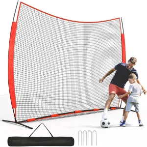 Barricade Backstop Net, 12x9ft/20x10ft Ball Sports Barrier Netting, Protection Screen for Baseball Softball Lacrosse Basketball Soccer Hockey Training for Backyard with Carry Bag
