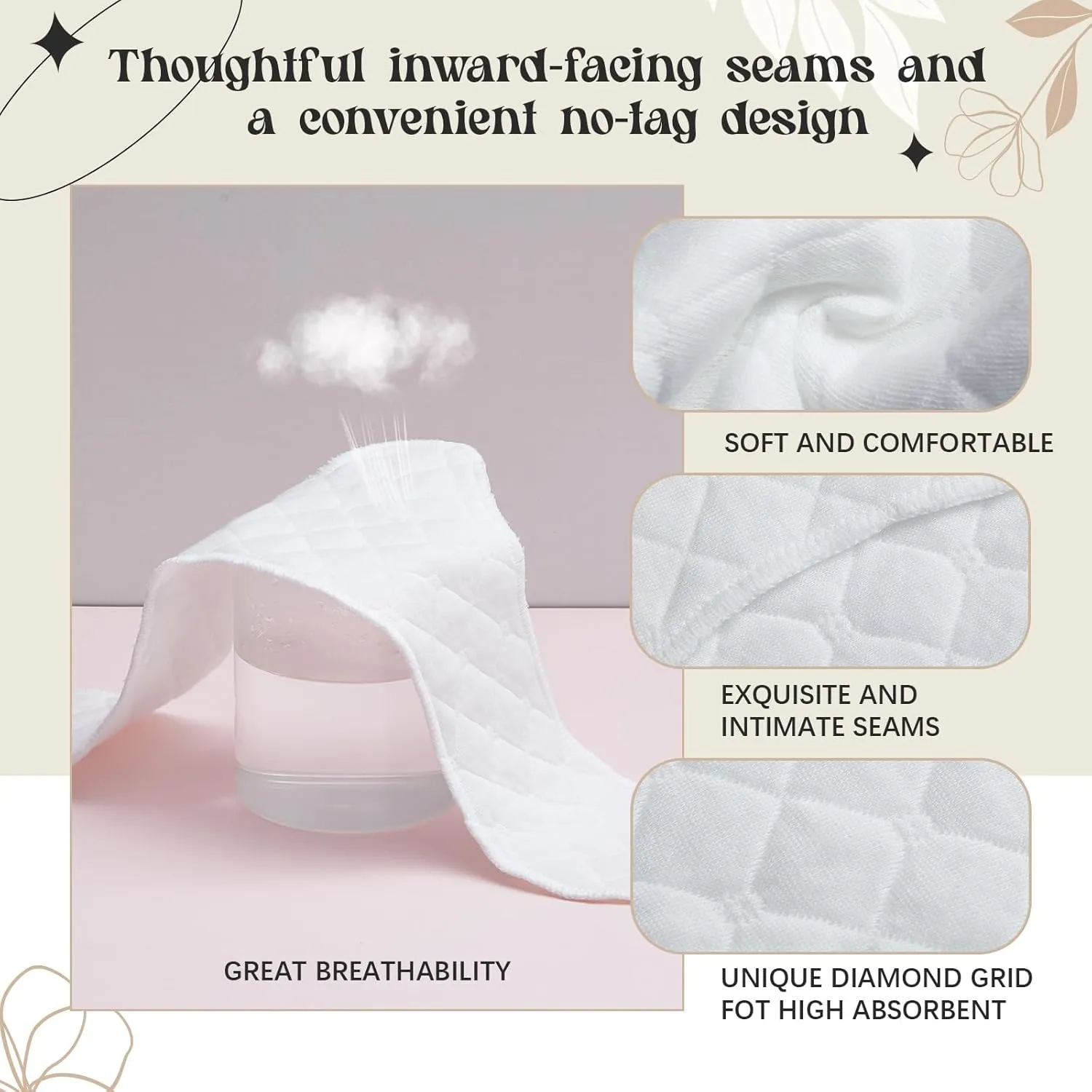 Boyiee 9 Pcs Cotton Bra Liners 3 Layer Reusable Washable Under Breast Sweat Absorber Pads for Woman, 2 Size