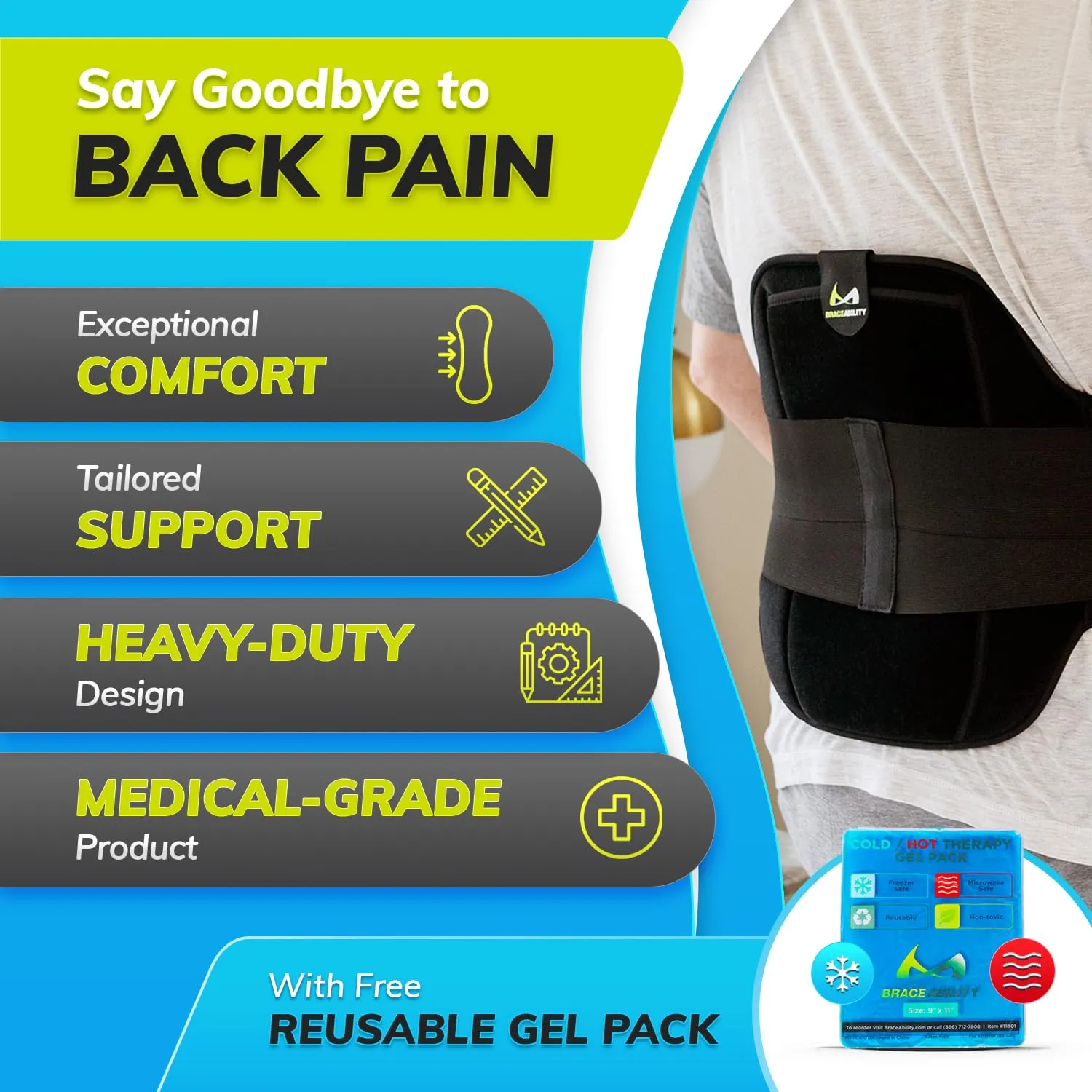 BraceAbility LSO Back Brace for Herniated, Degenerative & Bulging Disc Pain Relief, Sciatica, Spine Stenosis | Medical Lumbar Support Device for Post Surgery & Fractures with Hot/Cold Therapy (2XL)