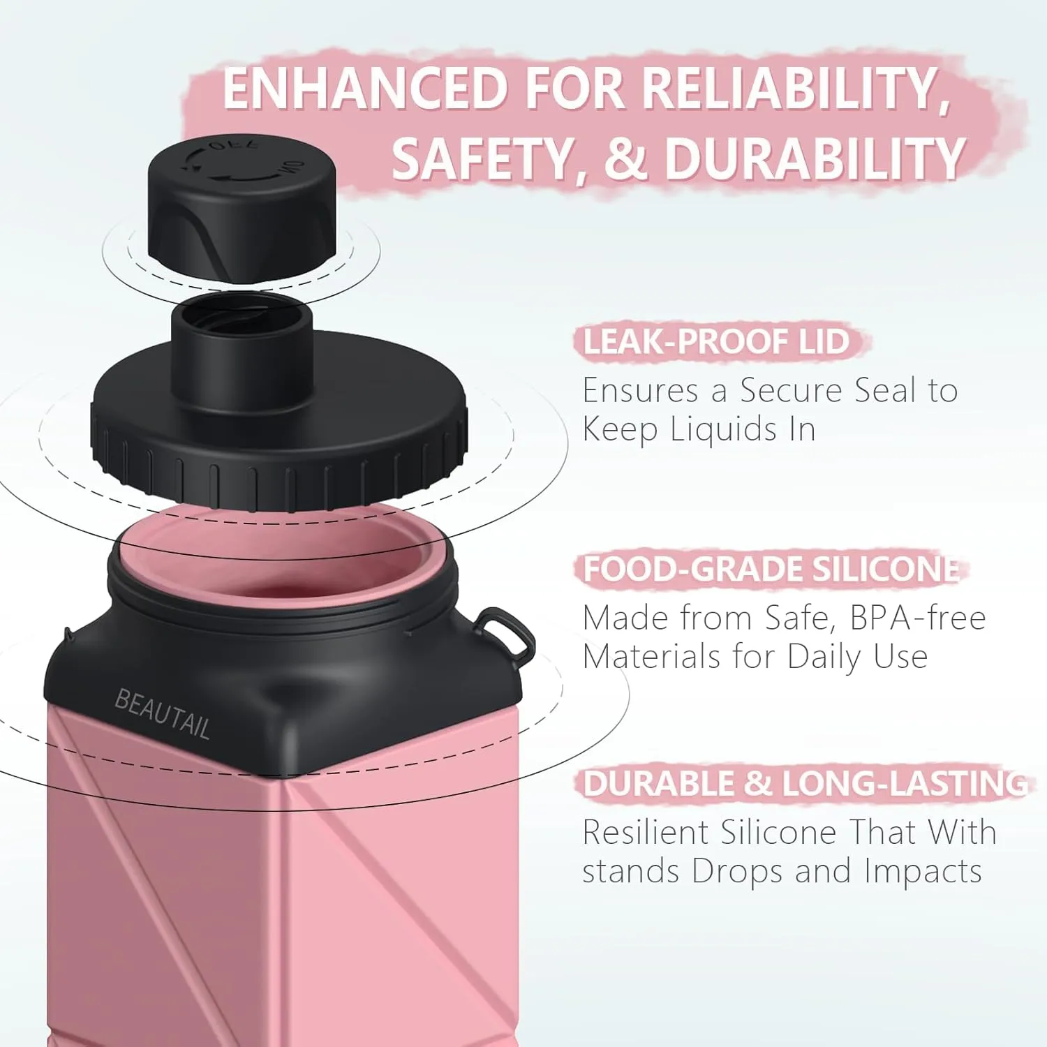 Collapsible Water Bottles 20.6oz, Silicone Foldable Portable Travel Water Bottle, Folding Lightweight Reusable Leakproof for Traveling Camping Hiking Cycling Yoga Sports Outdoor