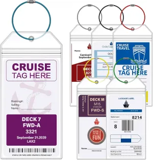 Cruise Luggage Tags for Carnival, MSC, Costa, NCL & Princess Cruise Ships, 6Pack Clear Tags Zip Seal Reusable Cruise Travel Essentials for 2025-2026