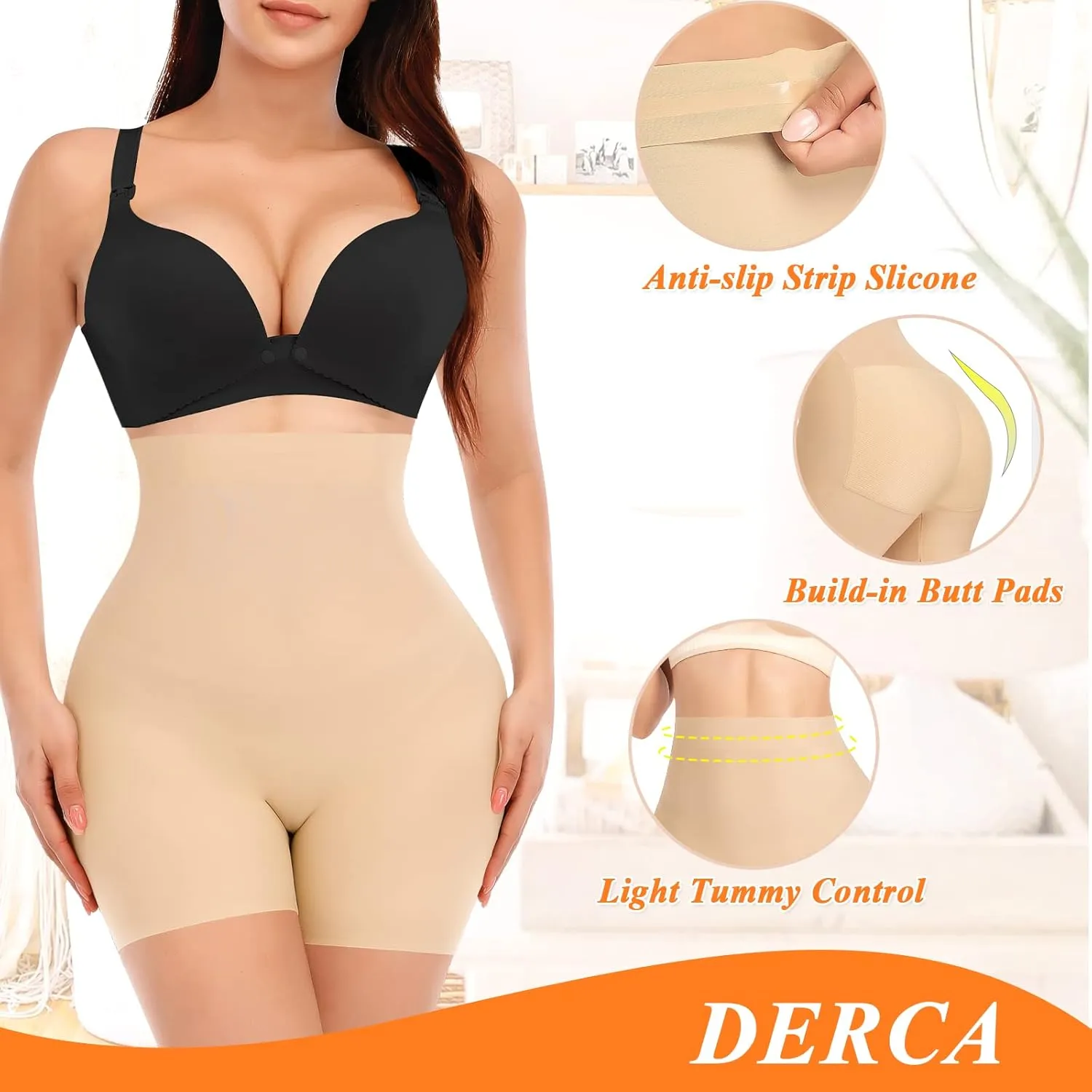 DERCA Butt Lifter Panties Padded Underwear for Women Seamless Booty Pads Hip Enhancer Panty