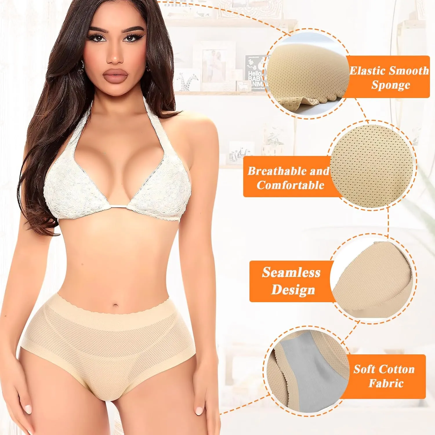 DERCA Butt Lifter Panties Padded Underwear for Women Seamless Booty Pads Hip Enhancer Panty
