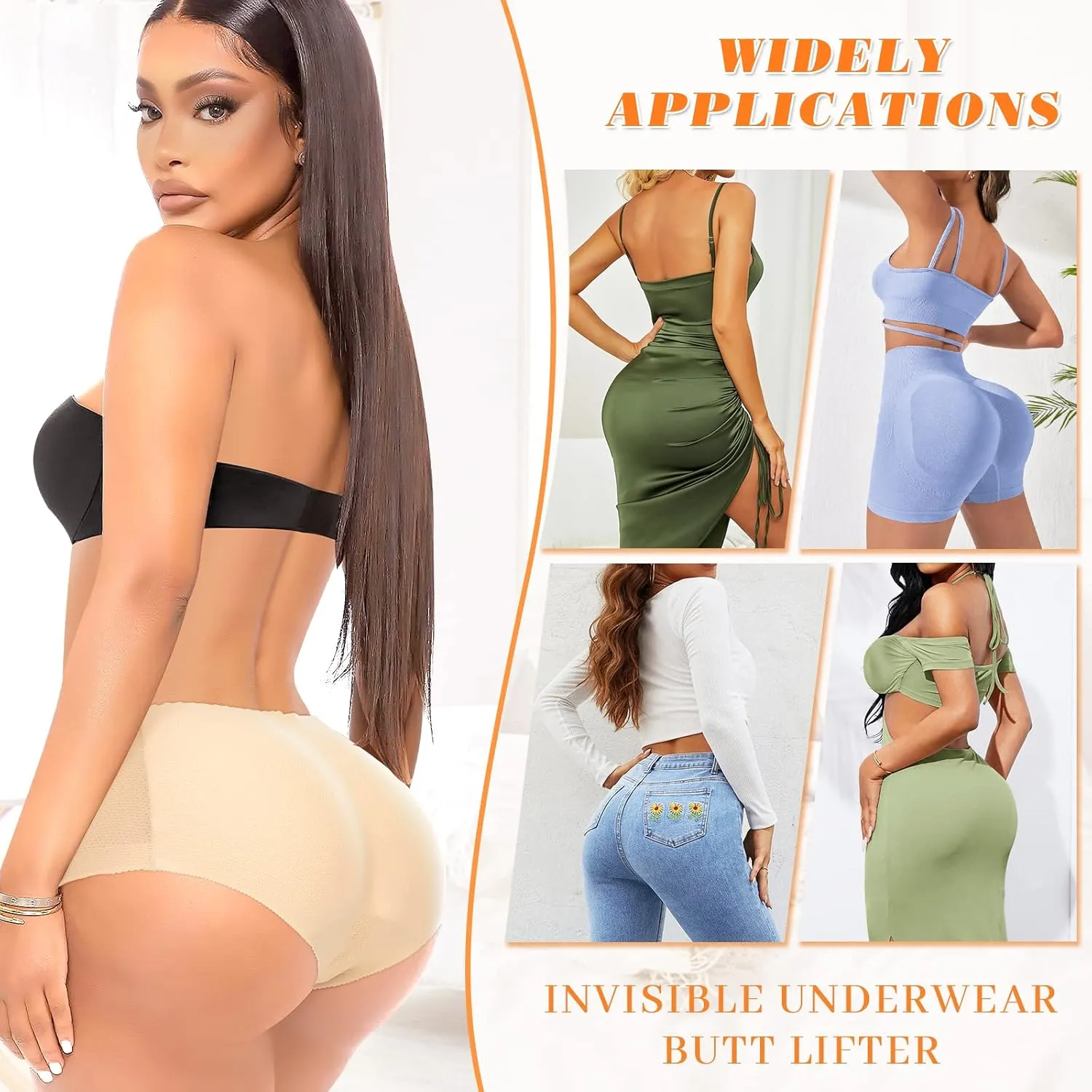 DERCA Butt Lifter Panties Padded Underwear for Women Seamless Booty Pads Hip Enhancer Panty