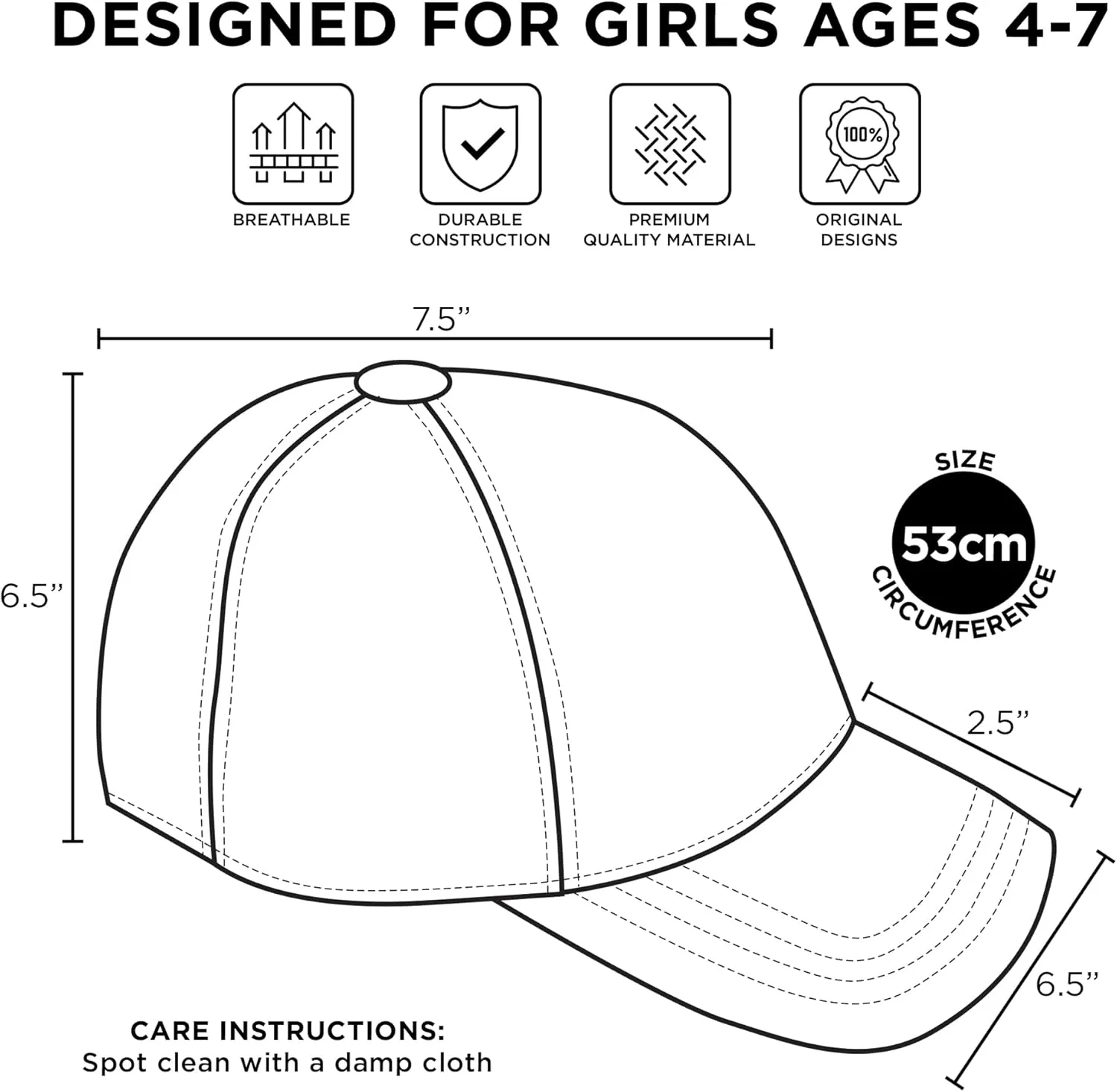 Disney Baseball Cap, Minnie Mouse Adjustable Toddler 2-4 Or Girl Hats for Kids Ages 4-7
