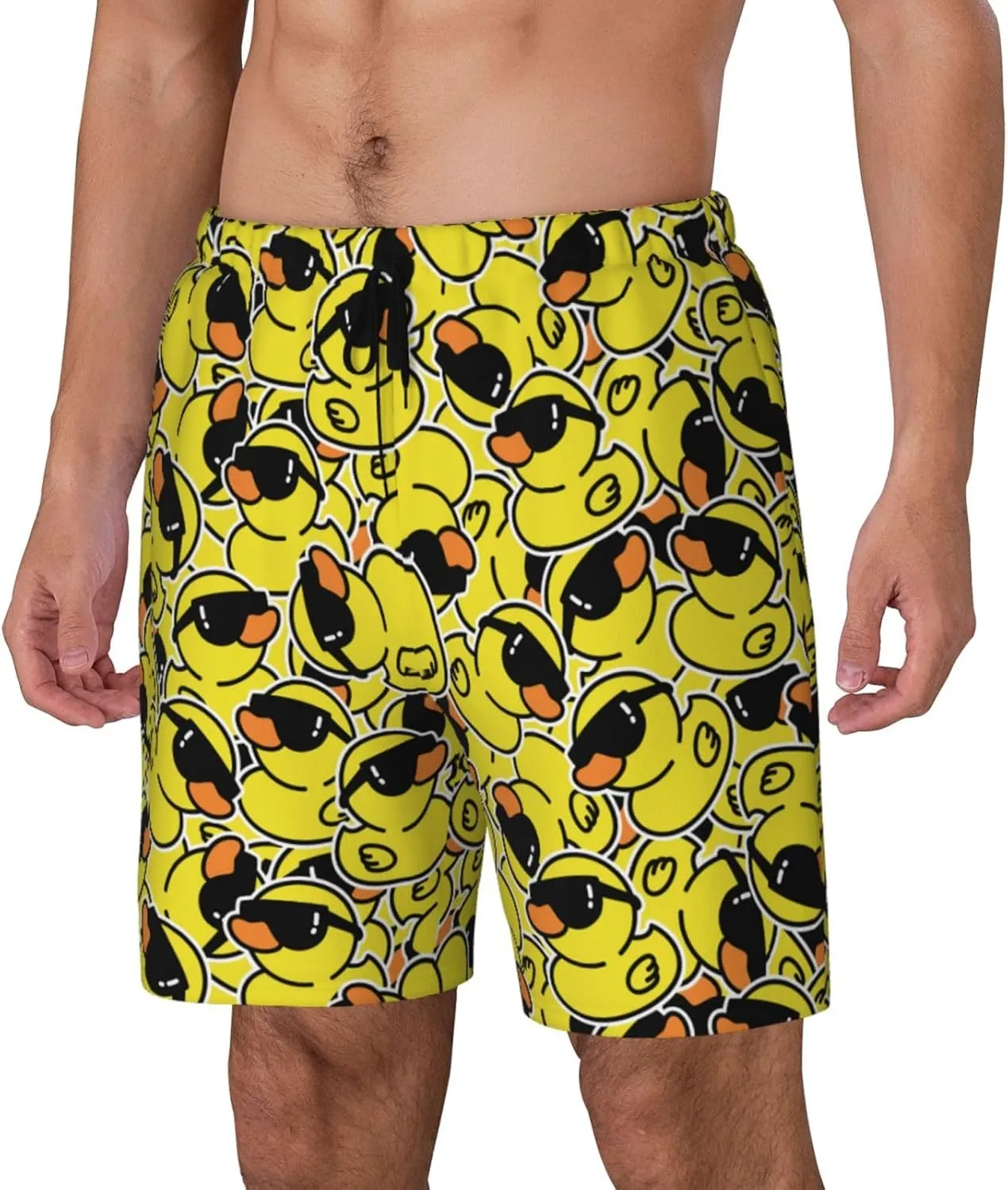 Duck Men's Swim Trunks with Compression Liner 2 in 1 Inseam Quick Dry Beach Shorts 7 inch Swimming Board Shorts