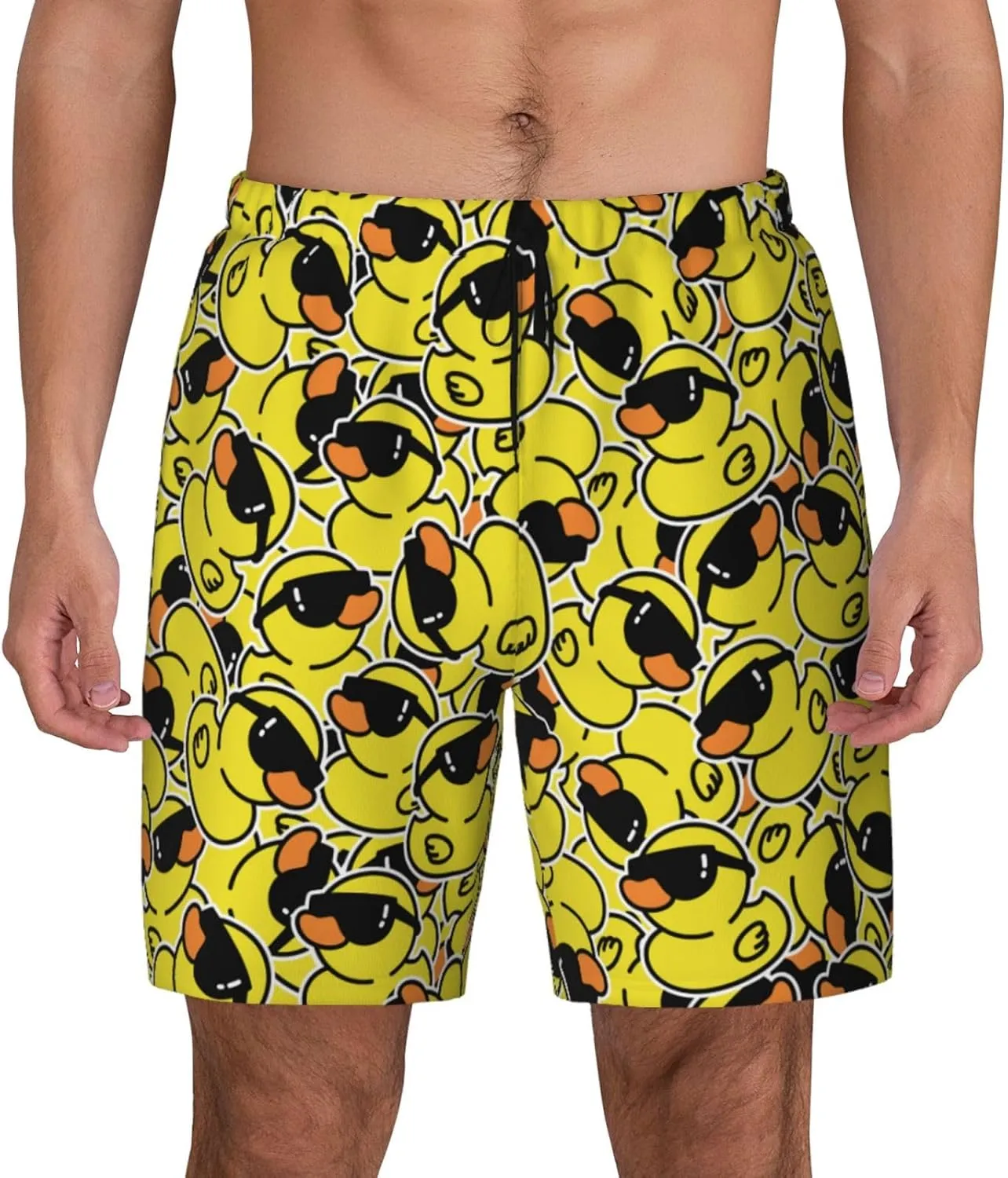 Duck Men's Swim Trunks with Compression Liner 2 in 1 Inseam Quick Dry Beach Shorts 7 inch Swimming Board Shorts