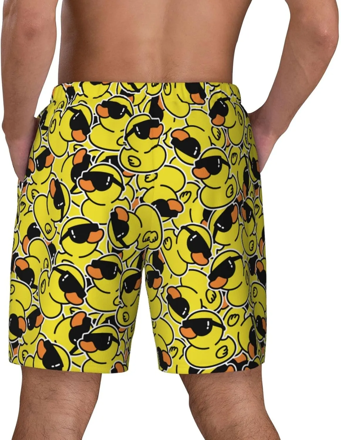 Duck Men's Swim Trunks with Compression Liner 2 in 1 Inseam Quick Dry Beach Shorts 7 inch Swimming Board Shorts