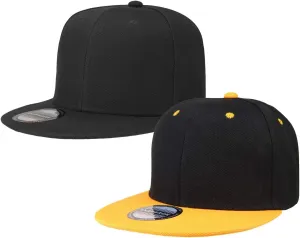 Falari 2-Pack Classic Snapback Hat Cap Flat Bill Blank Solid Color Adjustable Size Hip Hop Style