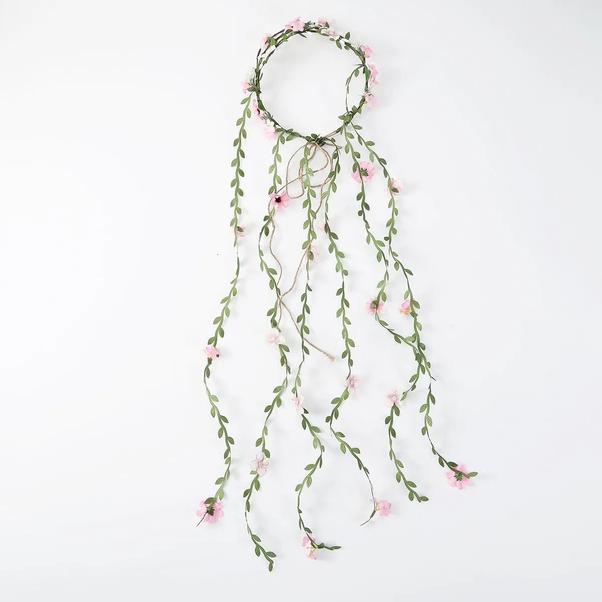 Flower Crowns Wands for WeddingHeadband Hair Wreath Accessory Wedding Veil Flower Crown for Women Headpiece Floral Crown for Women with Wicker (Pink, Adjustable)