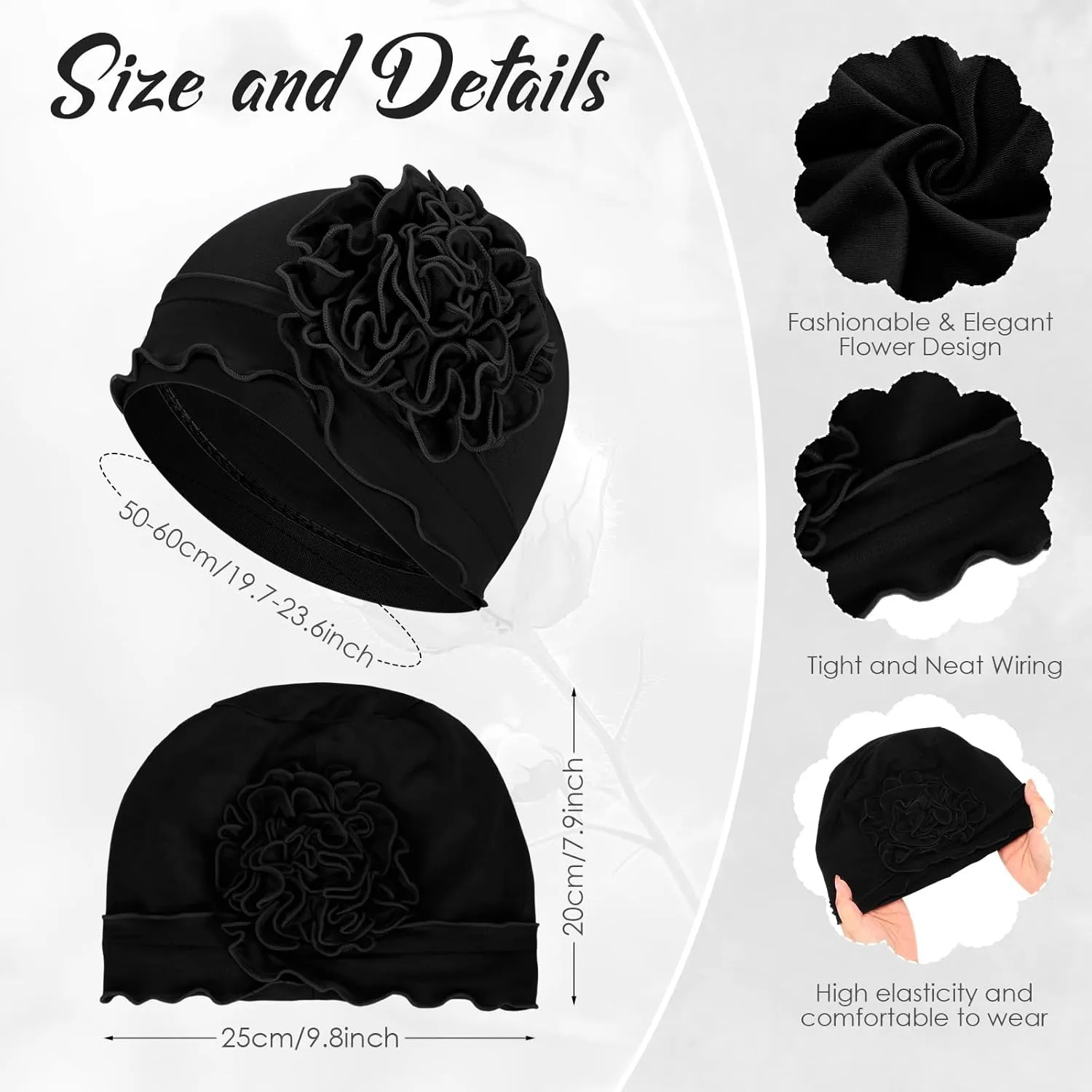 Geyoga Cotton Beanie Turban Headwear for Women Soft Chemo Hats Cancer Elastic Headwear for Women with Hair Loss
