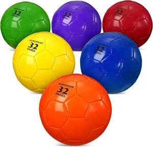 HyDren 6 Pcs Soccer Ball with Pump Colorful Official Soccer Ball for Kids Youth Adult Indoor Outdoor Soft Sport Gift for Training Practice Game Back to School