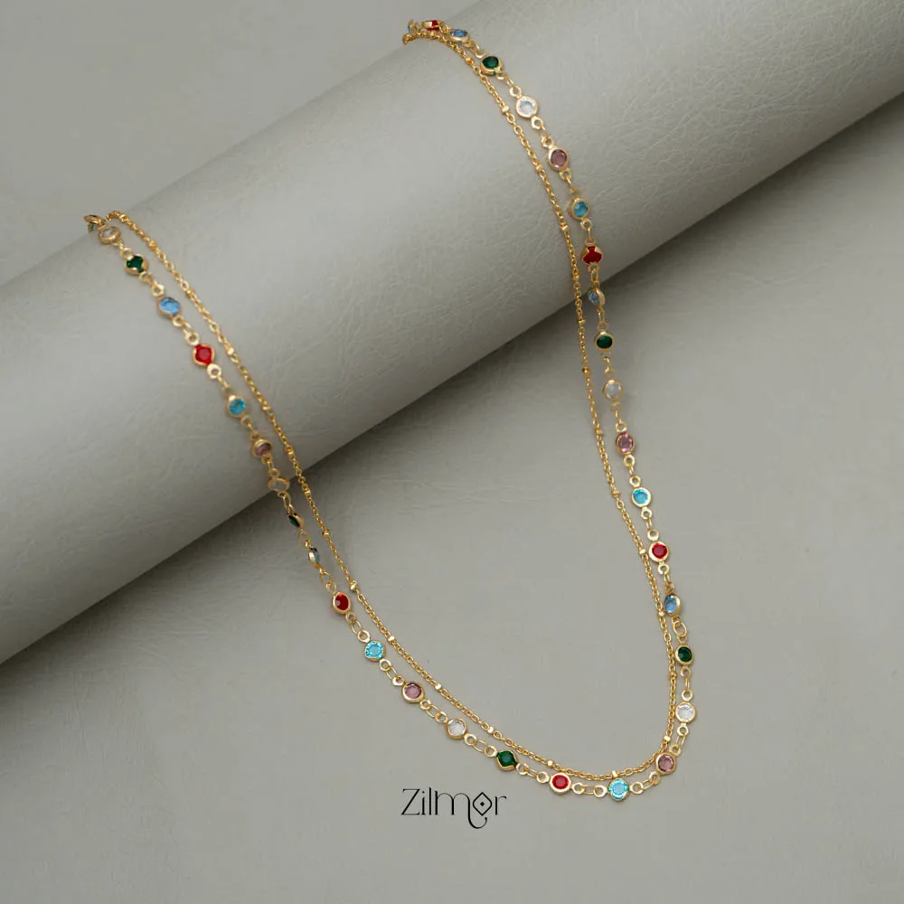 KY101775 - Double layer AD Stone Necklace