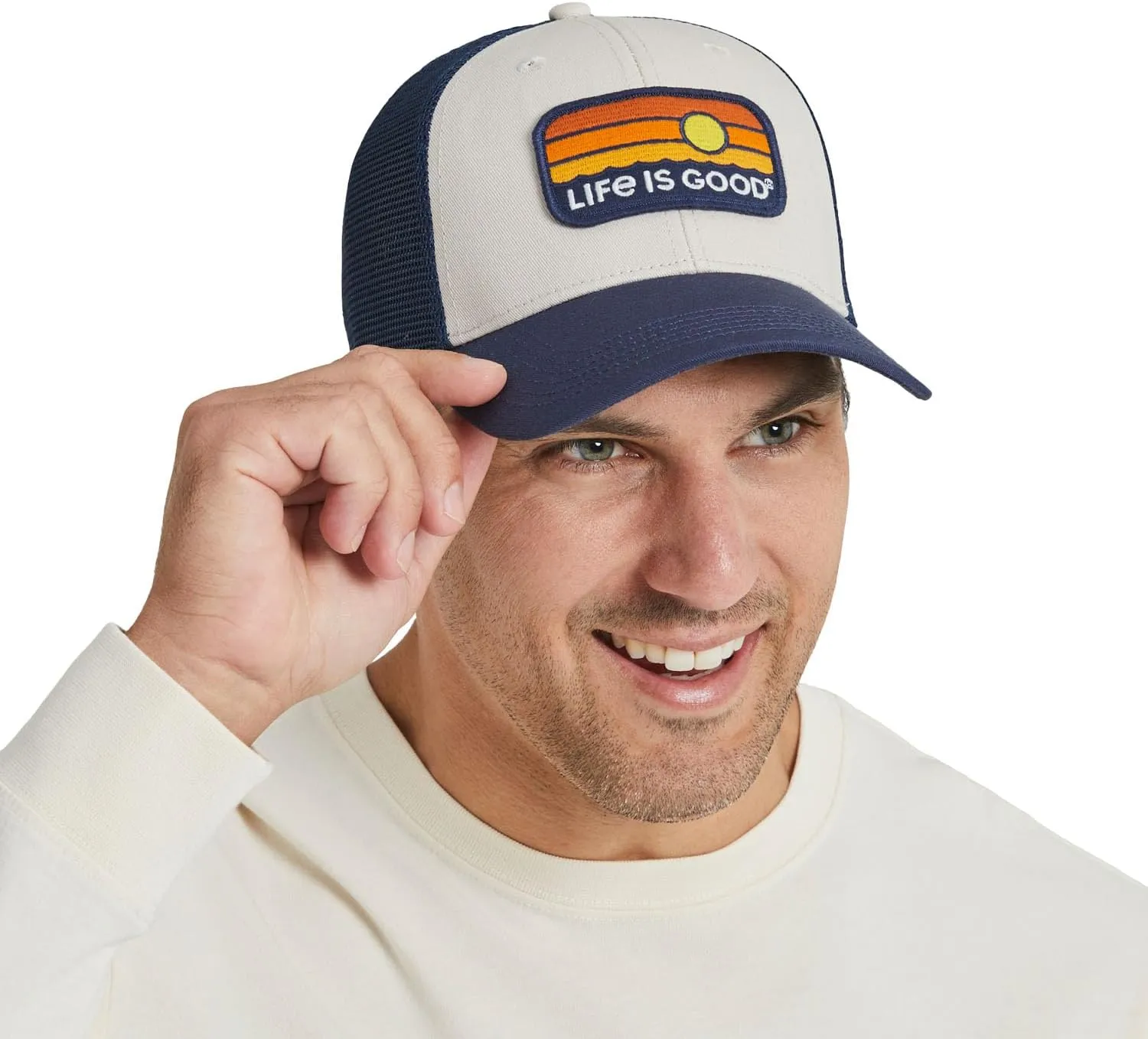 Life is Good - Unisex Sunrise Water Stripe Trucker Hat