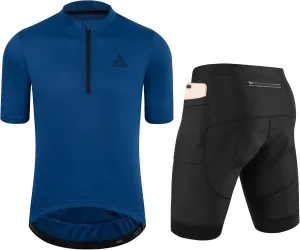 Men's Cycling Jersey 1/3 Zipper Cycling Clothing Set Solid Color Club Fit, Bike Jersey and Shorts Zipper Pocket