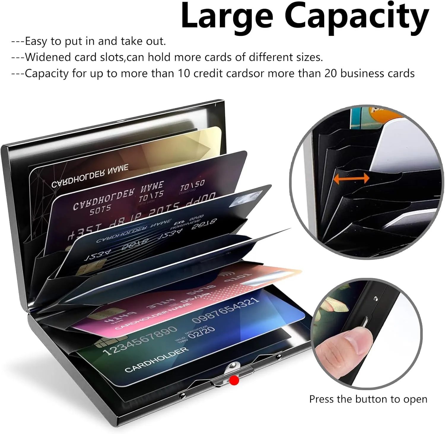 Metal Wallet,Credit Card Holder for Women Men,Thin Slim Mini Aluminum Wallet RFID Blocking Card Holder Hard Card Case Small Business Card Holder ID Case Travel Wallet,Dragonfly Flower