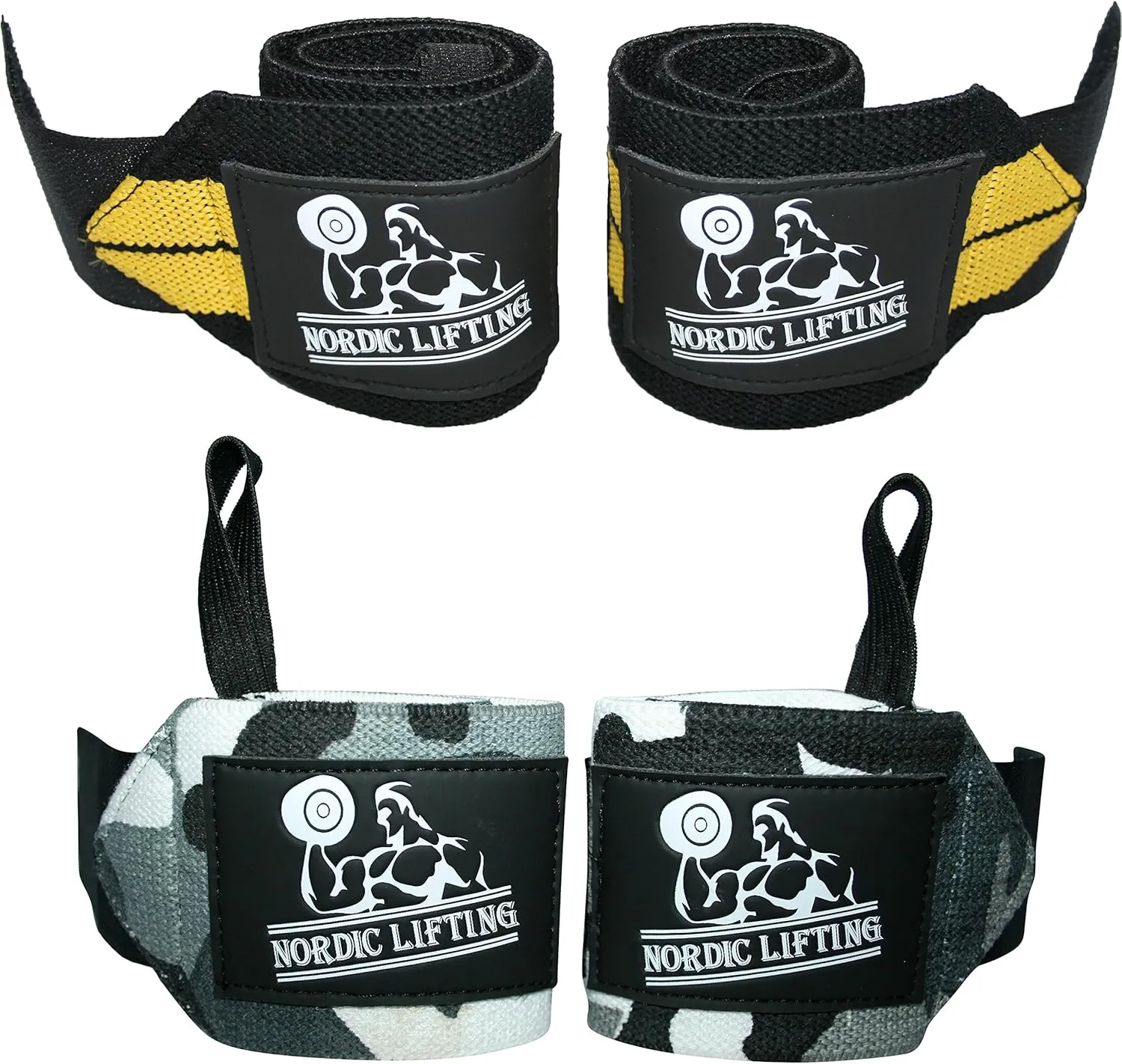 Nordic Lifting Wrist Wraps (2 Pairs/4 Wraps) 14" for Weightlifting | Cross Training | Powerlifting - for Women & Men - Improve Hand Strength & Support During Weight Lifting 1 Year Warranty