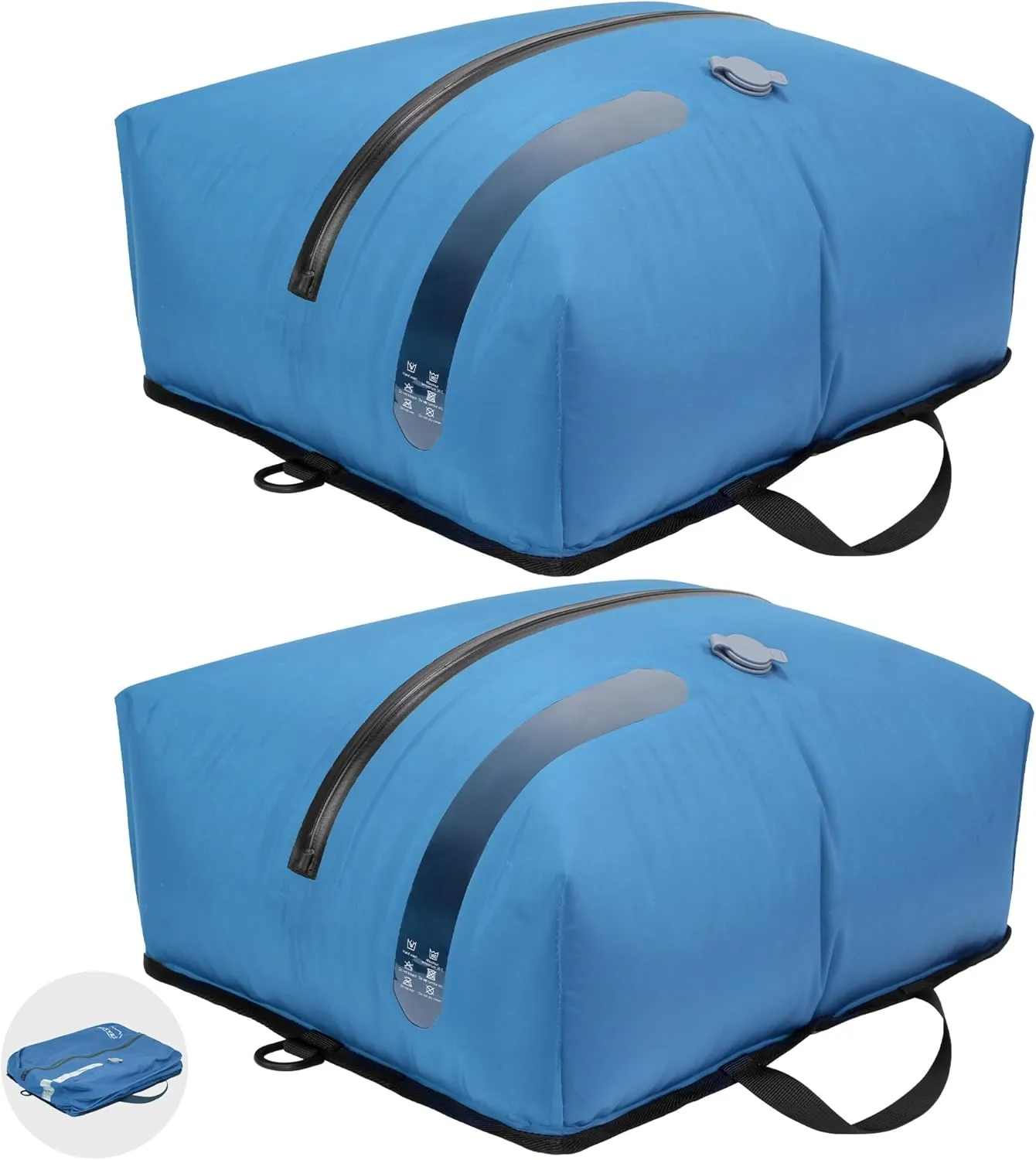 ONTYZZ Travel Vacuum Compression Bags Reusable Compression Bag with IP67 Waterproof Zipper Space Saver Vacuum Bags for Suitcase,Two Pack Blue