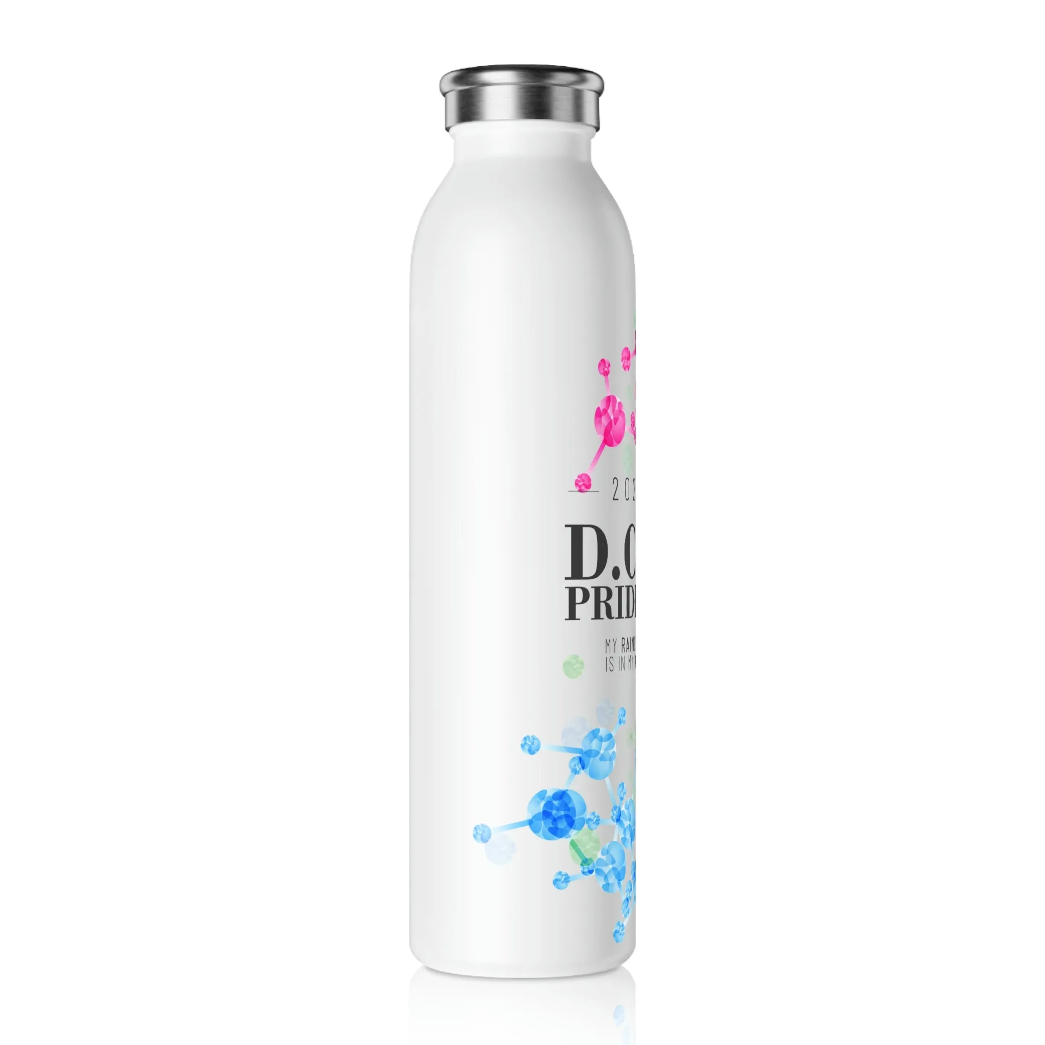 Polysexual Flag 2023 Pride, Slim Water Bottle D.C. Pride - My Rainbow is In My DNA