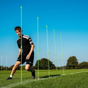 QUICKPLAY PRO Agility Poles (10x Adjustable 3ft to 6ft) for Turf & Court Training