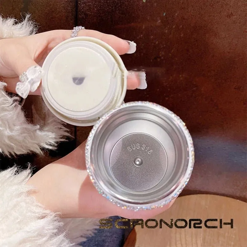 Rhinestones Coffee Cup with Temperature Display - Stainless Steel Vacuum Flask