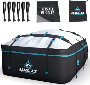 Rooftop Cargo Carrier - Waterproof Soft Shell Car Roof Cargo Carrier, Heavy Duty Car Top Luggage Cargo Bag with Patented Door Hook System and Non-Slip Mat for Car or SUV (15 Cubic Feet)