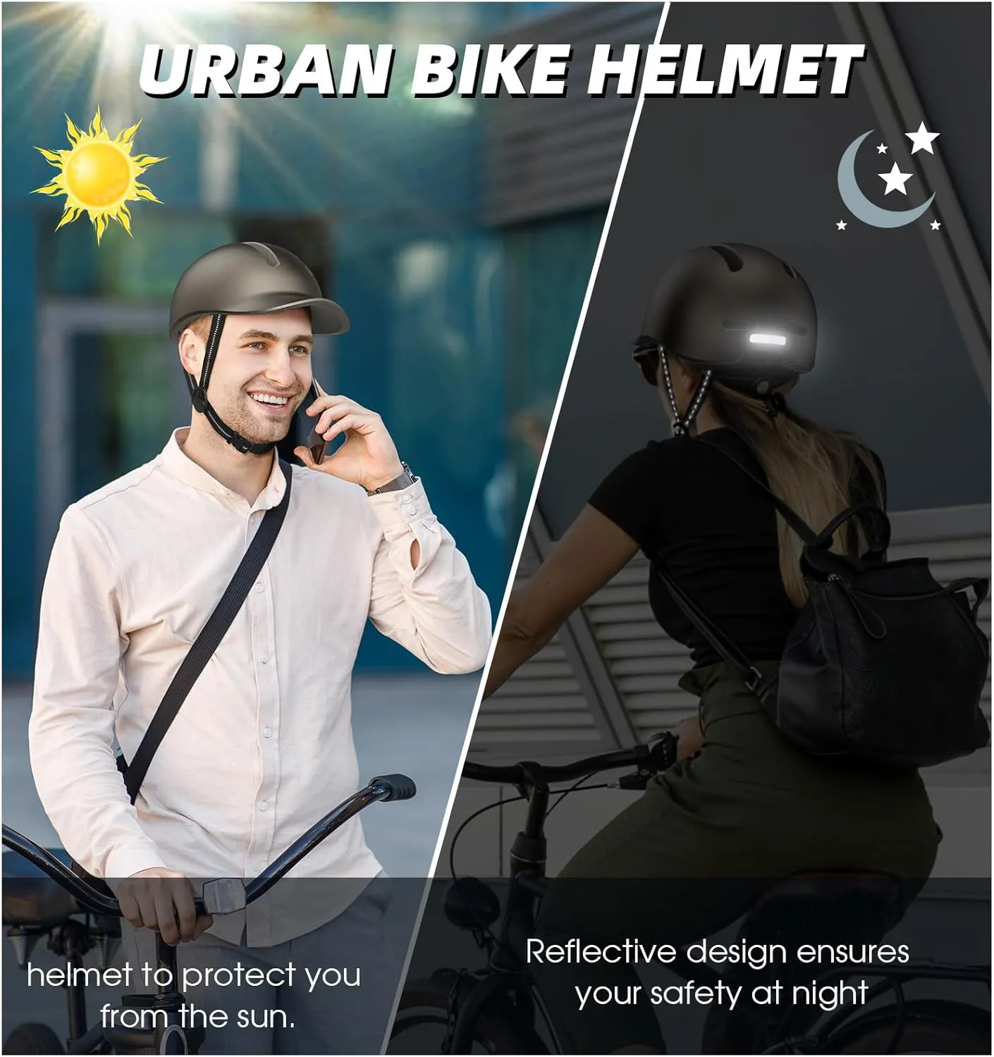 Shinmax Adult Bike Helmet for Men & Women - Lightweight Adjustable Baseball Cap Style Cycling Helmet with Reflective Strip, Perfect for Urban Commuter & Road Biking