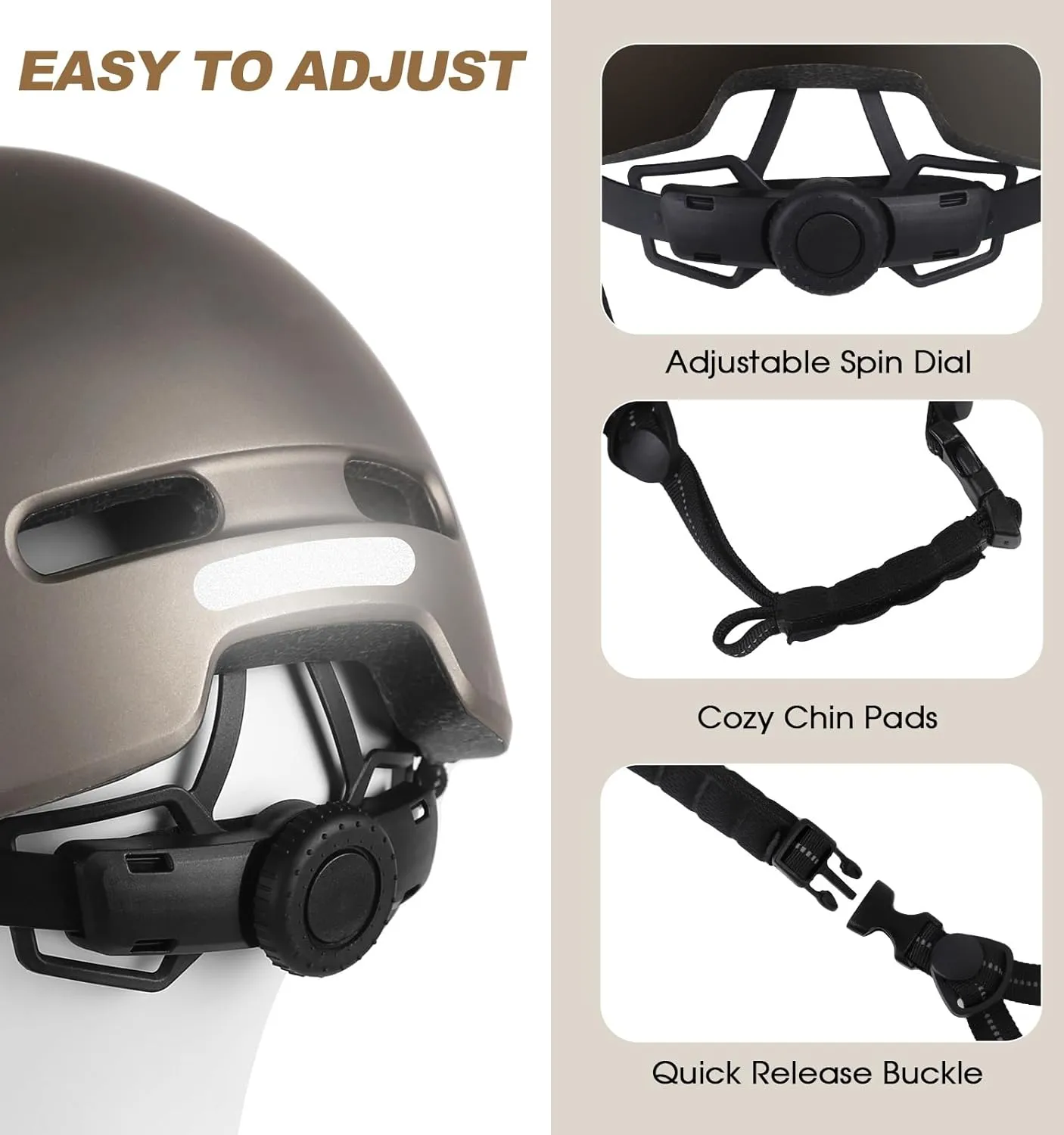 Shinmax Adult Bike Helmet for Men & Women - Lightweight Adjustable Baseball Cap Style Cycling Helmet with Reflective Strip, Perfect for Urban Commuter & Road Biking