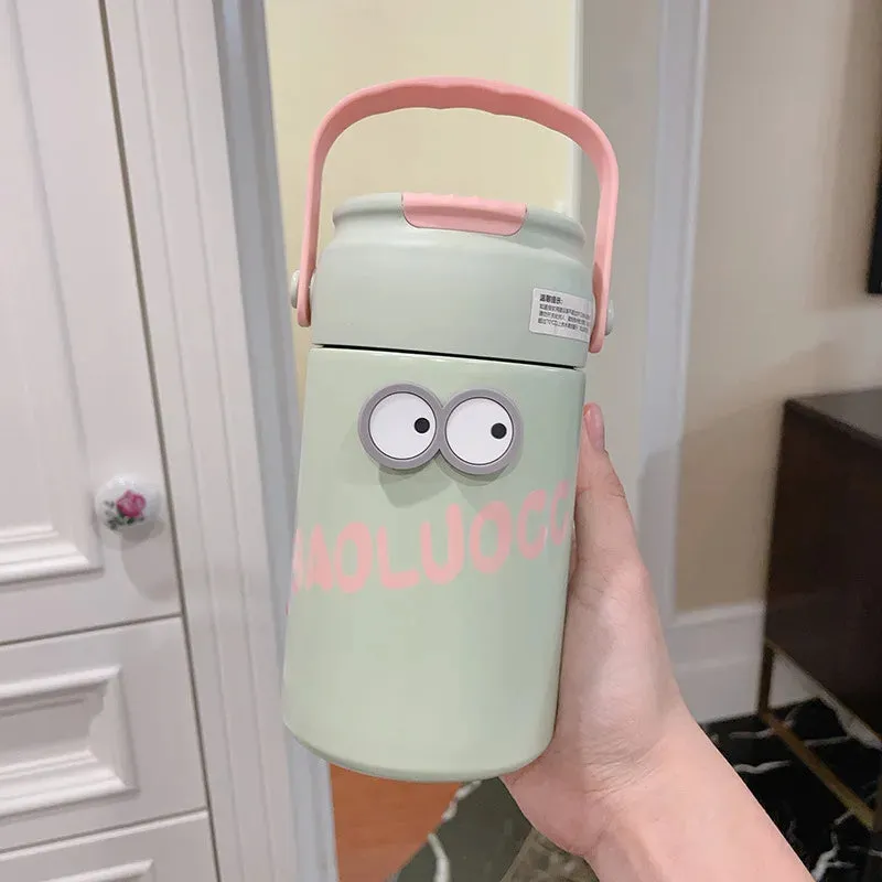 SINOTAO  -  Cute Thermos Bottle With Tea Filter 3D Sticker Vacuum Flask Stainless Steel Water Coffee Milk Travel Straw Cup 550/750ml Gift