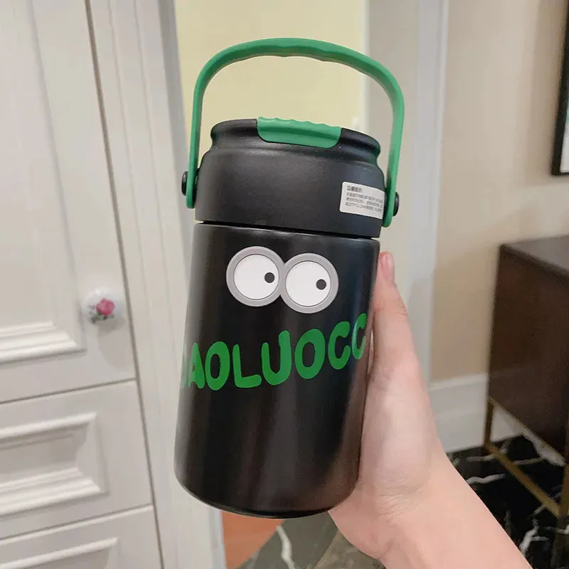 SINOTAO  -  Cute Thermos Bottle With Tea Filter 3D Sticker Vacuum Flask Stainless Steel Water Coffee Milk Travel Straw Cup 550/750ml Gift