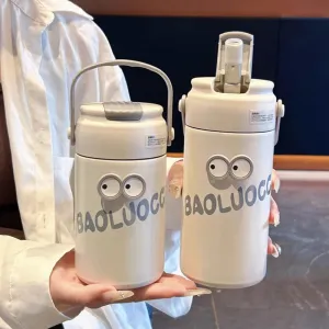 SINOTAO  -  Cute Thermos Bottle With Tea Filter 3D Sticker Vacuum Flask Stainless Steel Water Coffee Milk Travel Straw Cup 550/750ml Gift