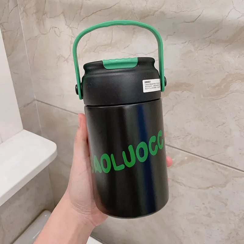 SINOTAO  -  Cute Thermos Bottle With Tea Filter 3D Sticker Vacuum Flask Stainless Steel Water Coffee Milk Travel Straw Cup 550/750ml Gift