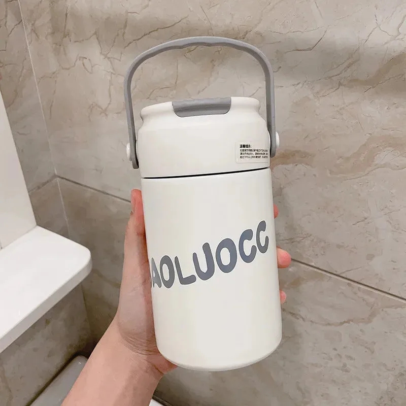 SINOTAO  -  Cute Thermos Bottle With Tea Filter 3D Sticker Vacuum Flask Stainless Steel Water Coffee Milk Travel Straw Cup 550/750ml Gift