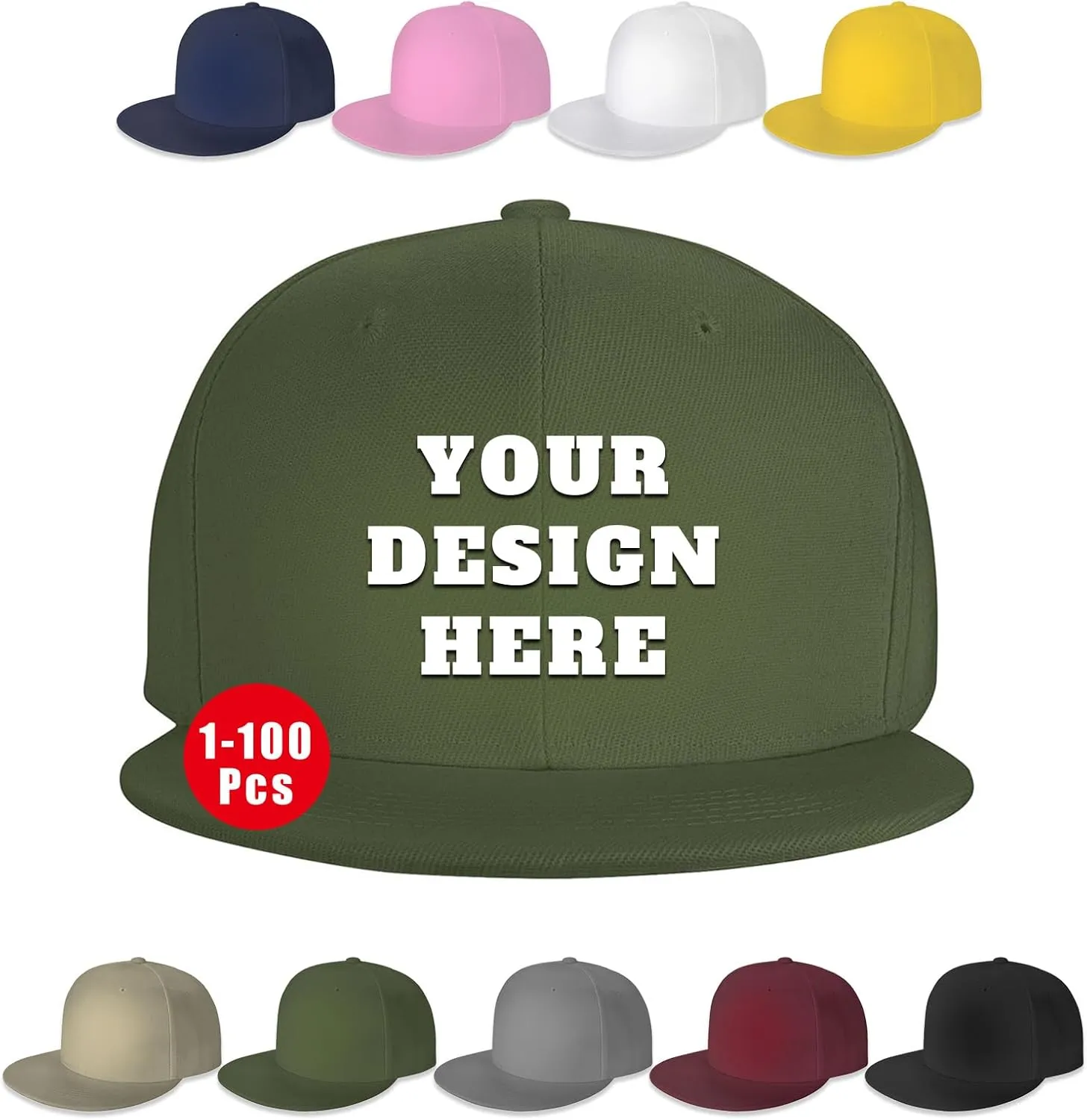 Snapback Hats for Men Women Custom Hat Flat Bill Baseball Cap Personalized Text Image Logo