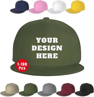 Snapback Hats for Men Women Custom Hat Flat Bill Baseball Cap Personalized Text Image Logo