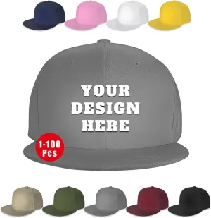 Snapback Hats for Men Women Custom Hat Flat Bill Baseball Cap Personalized Text Image Logo