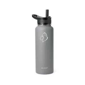Stainless Steel Water Bottle with 3 Lids | 40oz | Graphite