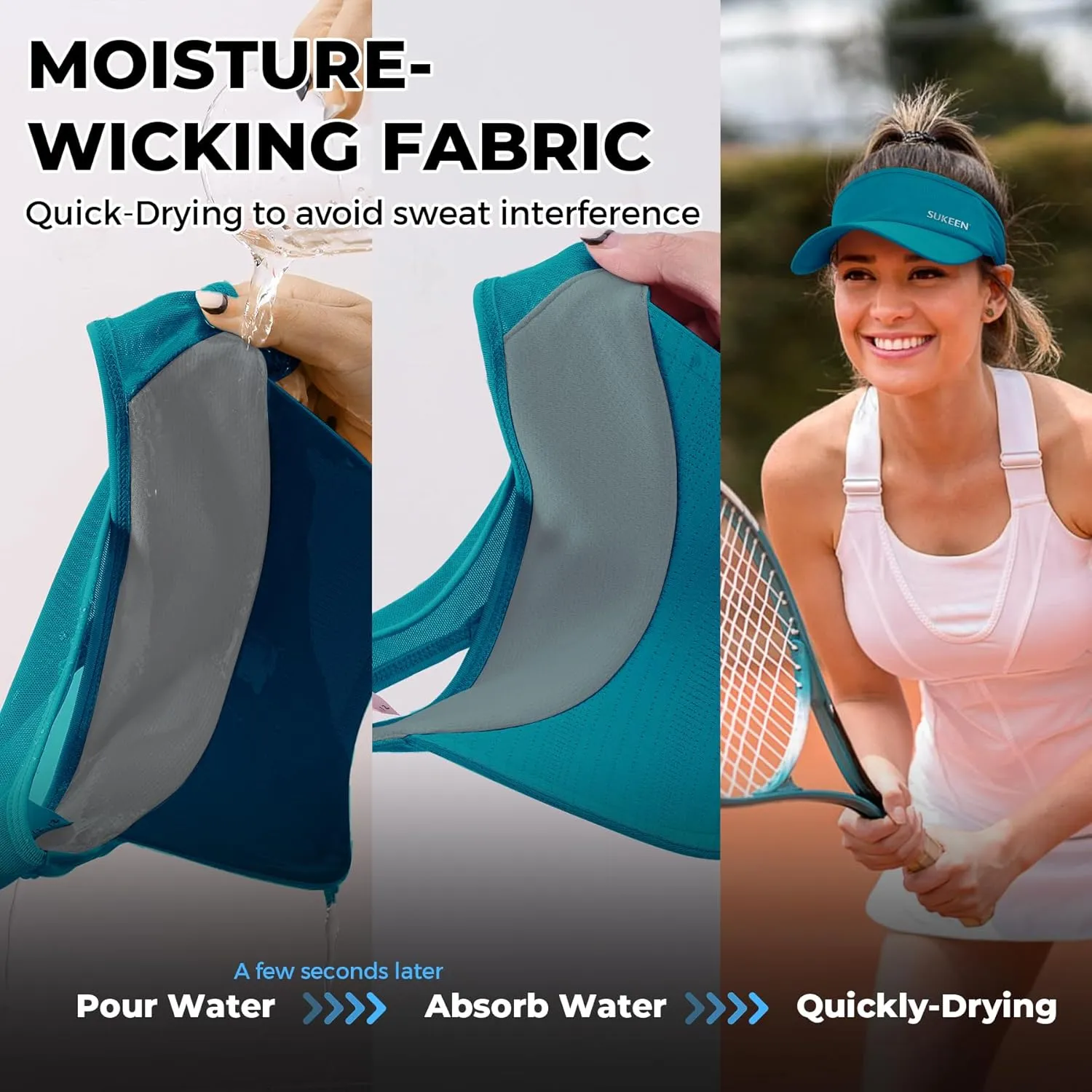 Sukeen Sports Sun Visor Men Women Lightweight Packable Cooling Stretchy Visor Hat for Running, Tennis, Golf