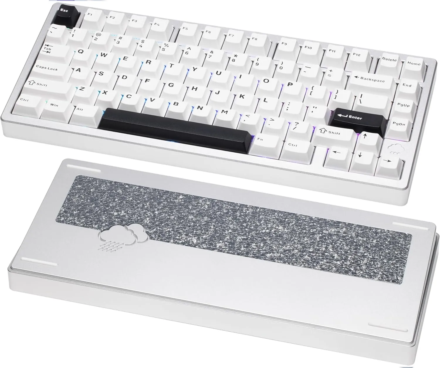 WOBKEY Rainy 75 Aluminum HMX/JWK Switches Mechanical Keyboard with Superior Acoustics, Wired, BT, 2.4G Wireless Connectivity (Pro - Silver(WOB Switch))