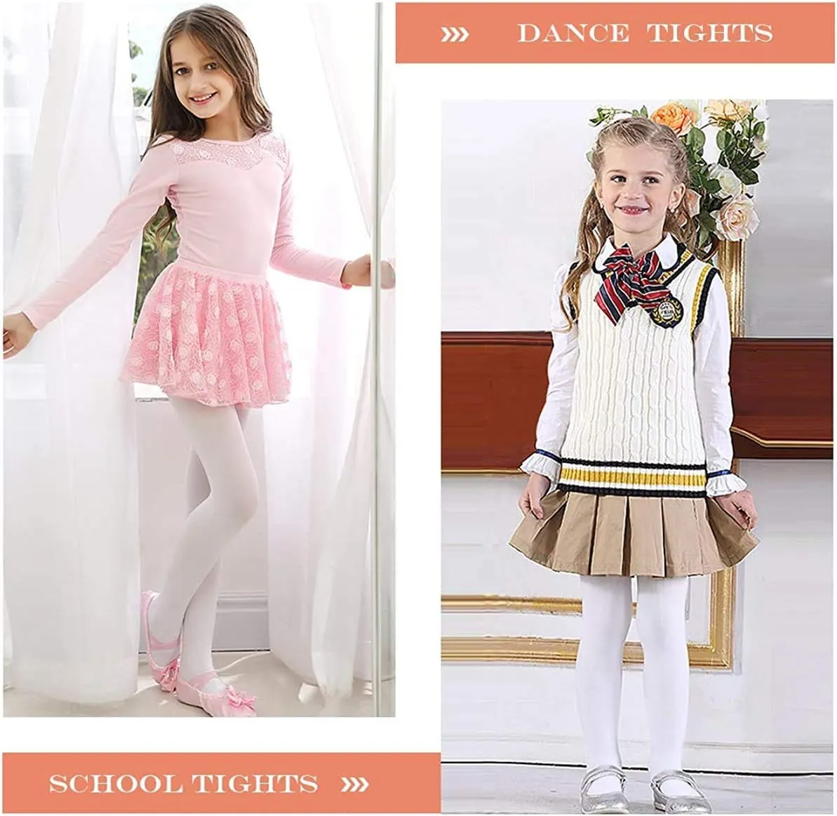 Zando Girls Stretchy Dance Tights Comfort Colorful Leggings Pants Elastic Ballet Footed Tights for Girls