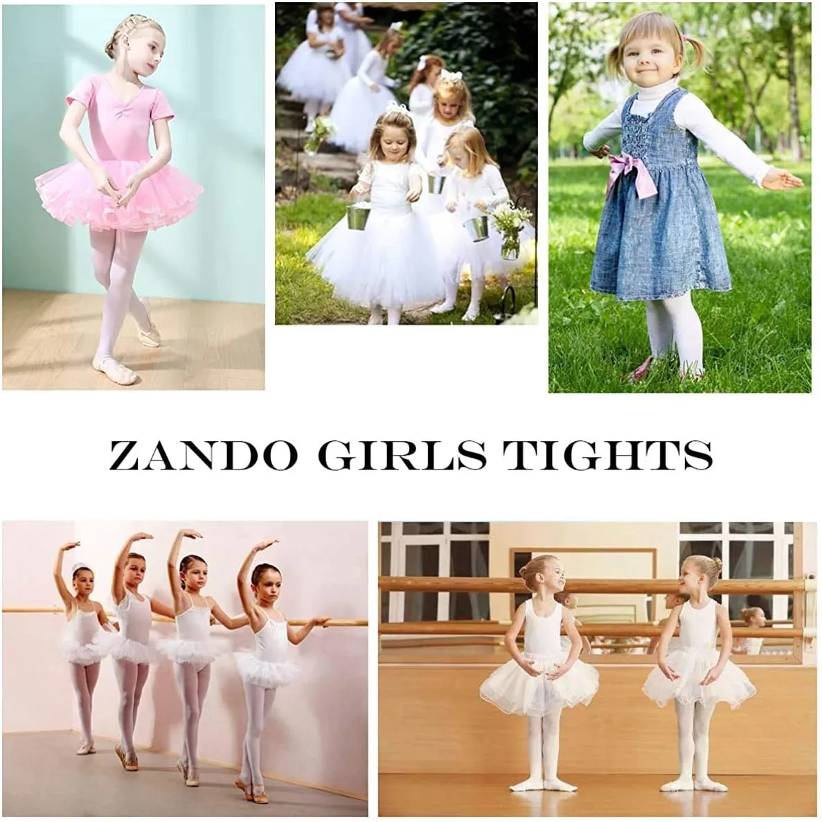 Zando Girls Stretchy Dance Tights Comfort Colorful Leggings Pants Elastic Ballet Footed Tights for Girls
